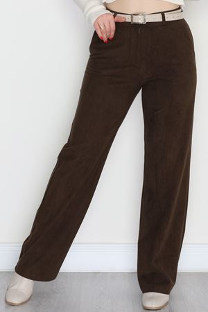 Fitilli Likralı Kadife Pantolon Kahve - 51027.1920.
