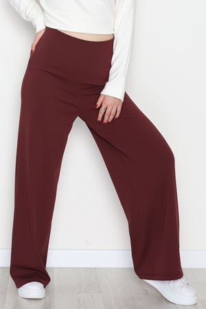 Full Likra İthal Krep Yandan Fermuarlı Pantolon Bordo - 90161.1837.