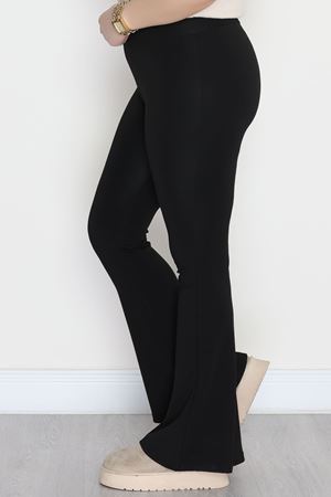 Büyük Beden İspanyol Paça Şardonlu Dalgıç Tayt Siyah - 50998.1098.