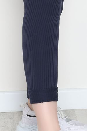 Şardonlu Yumuşak Dokulu Fitilli Tayt Lacivert - 52085.1098.