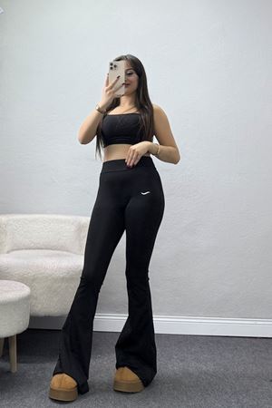 Baskılı İspanyol Paça Tayt Siyah - 20190.1098.