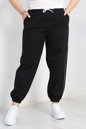 Biyeli Büyük Beden 2 İplik Eşofman Altı Siyah - 50657.1005.