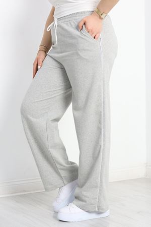 Biyeli Büyük Beden 2 İplik Eşofman Altı Gri - 50658.1005.