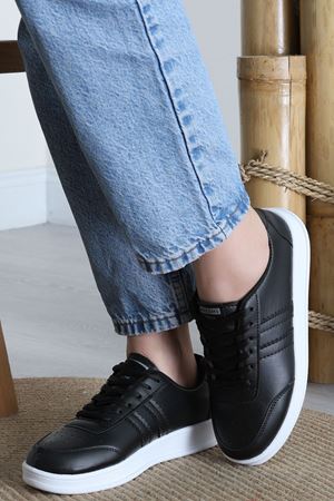 Şeritli Günlük Ayakkabı Siyahbeyaz1 - 17114.264.