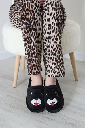 Peluş Ayıcıklı Ev Terliği Siyah - 32565.264.