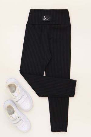 3-12 Yaş Şardonlu Fitilli Çocuk Tayt Siyah - 52089.1780.