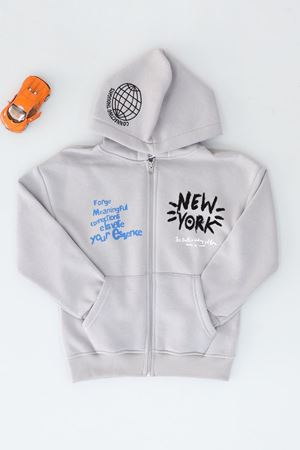 8-12 Yaş 3 İplik Şardonlu Fermuarlı Sweat Gri - 3264309.1576.