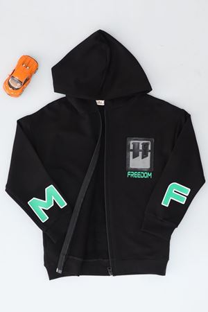 8-12 Yaş 2 İplik Şardonlu Fermuarlı Sweat Siyah - 324449.1576.