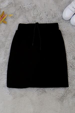 11-15 Yaş İki İplik Beli Lastikli Kompak Penye Şort Etek Siyah - 90233.2032.