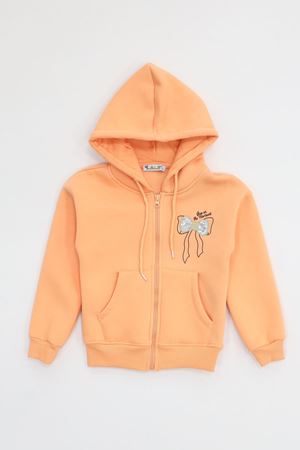 3 İplik Şardonlu Fermuarlı Sweat Oranj - 6264346.1576.