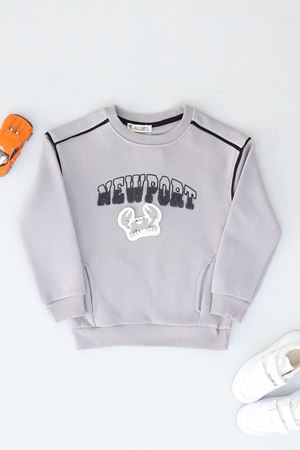 6-9 Yaş Nakışlı Çocuk Sweat Duman - 2264208.1576.