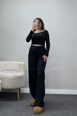 Raporlu İnterlok Çerçeve Yaka İkili Takım Siyah - 51090.1567.