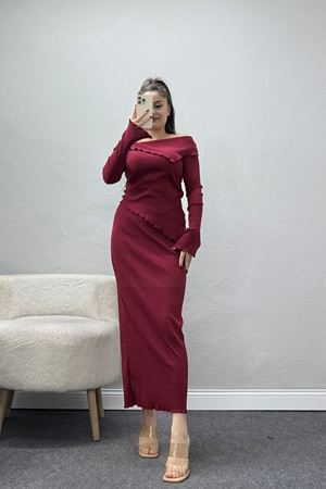 Madonna Yaka Kaşkorse Midi Boy İkili Takım Bordo - 42792.1567.