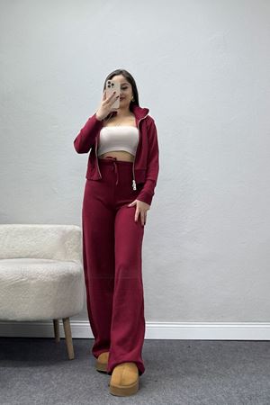 Çift Fermuarlı Selanik İkili Takım Bordo - 42640.1567.