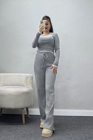 Çizgili Kaşkorse İkili Takım Siyahbeyaz - 55033.1567.