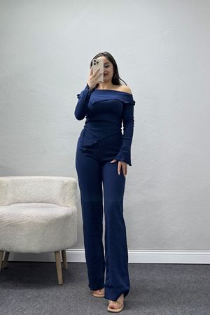 Madonna Yaka Asimetrik Kesim Takım Lacivert - 55029.1567.