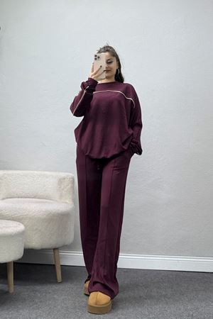 Biyeli Modal Kumaş Takım Mürdüm - 4087.1247.