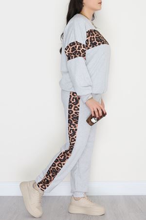 Garnili 2 İplik Büyük Beden Eşofman Takımı Gri - 50782.1857.