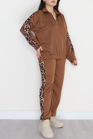 Fermuarlı 2 İplik Büyük Beden Eşofman Takımı Kahve - 50786.1857.