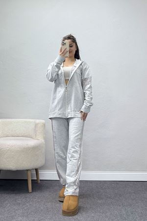 Pul Garnili 2 İplik Eşofman Takımı Gri - 50800.1857.