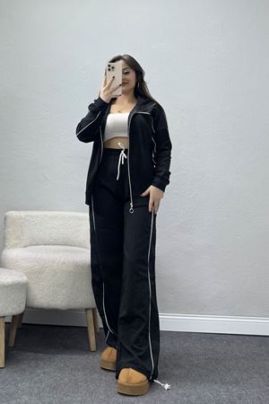 Biyeli 2 İplik Eşofman Takımı Siyah - 50794.1857.