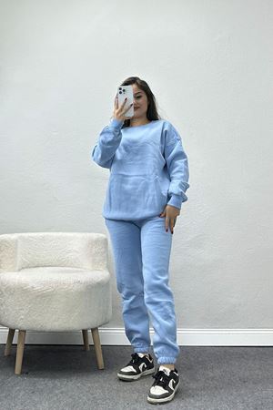 3 İplik Bisiklet Yaka Eşofman Takımı Bebemavi - 20779.1878.