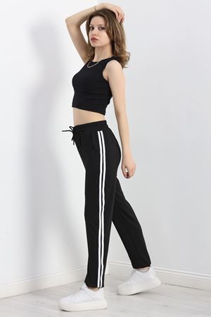 Çift Şeritli Dalgıç Eşofman Altı Siyah - 50101.053.