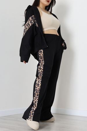 Pul Garnili 2 İplik Büyük Beden Eşofman Takımı Siyah - 50807.1857.