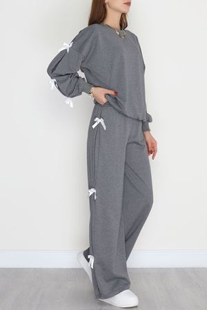 Özel Tasarımlı İki İplik Kurdeleli Eşofman Takım Füme - 70165.1857.