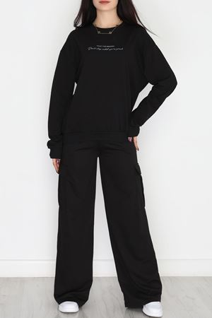 Kargo Cep 2 İplik Eşofman Takımı Siyah - 50802.1857.