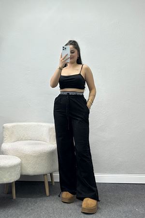 Bel Detaylı 2 İplik Eşofman Altı Siyah - 70169.1857.