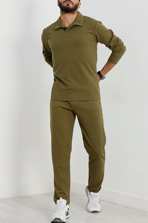 Zra Krep Polo Yaka Erkek Takım Haki - 42187.1937.