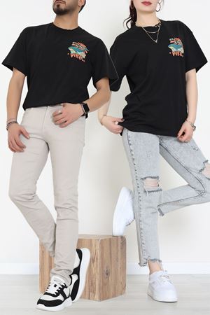 Kompakt Penye Unisex Tişört Siyahoranj - 55064.1872.