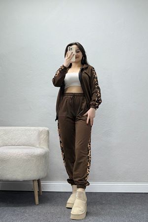 Garnili Fermuarlı 2 İplik Eşofman Takımı Kahve - 50789.1857.