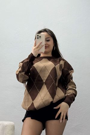 Etnik Desen Triko Kahvemocha - 3027.1577.