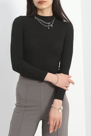 Dik Yaka Yumoş Body Siyah - 50205.1723.