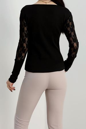 Kolu Dantel Kaşkorse Bluz Siyah - 1752.1095.