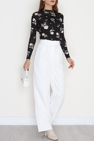 Yarım Balıkçı Yaka Likralı Ring Viskon Body Siyahpembe - 90950.1287.