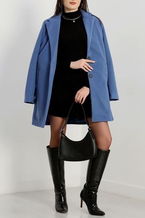 85 Cm Astarlı Kaşe Kaban İndigo - 90037.1839.