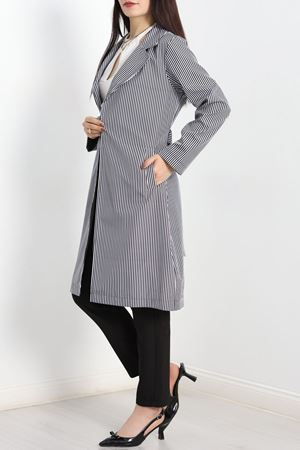 Kuşaklı Bondit Trençkot Siyahçizgili - 7574.179.