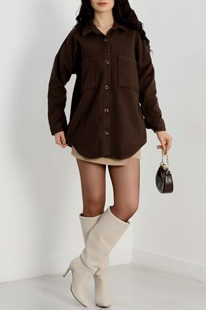 Çift Cep Kaşe Gömlek Acıkahve - 20258.1775.