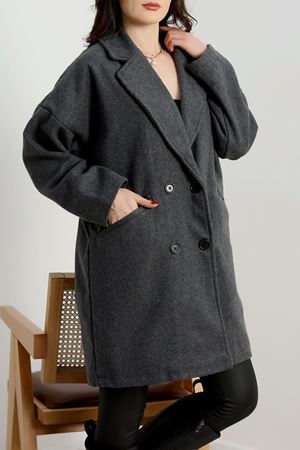 Oversize Astarlı Kaşe Kaban Füme - 31330.147.