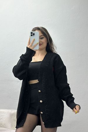 Ponponlu Hırka Siyah - 382.1577.