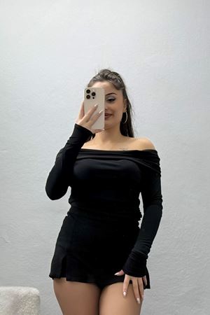 Sandy Madonna Yaka Bluz Siyah - 42804.1949.