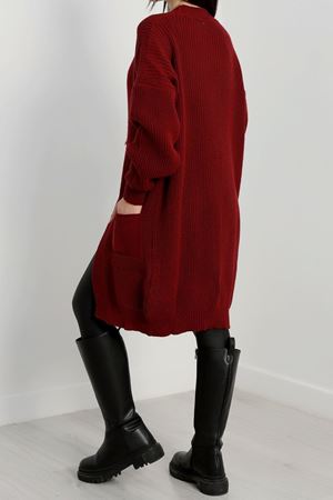 Cep Detaylı Triko Hırka Bordo - 436.1577.