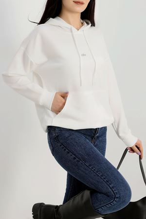 2 İplik Kapşonlu Baskılı Sweatshirt Ekru - 31315.1878.