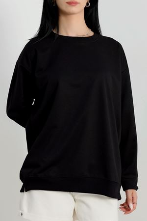 2 İp Bisiklet Yaka Sweat Siyah - 20790.1878.