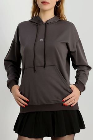 2 İplik Kapşonlu Baskılı Sweatshirt Antrasit - 31315.1878.