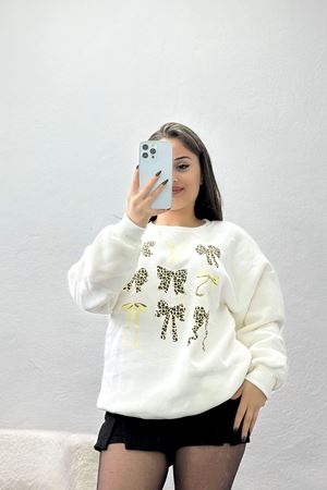 3 İplik Baskılı Sweat Ekru - 42244.1878.