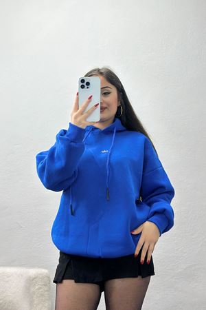 3 İplik Kapşonlu Baskılı Sweat Saks - 42232.1878.